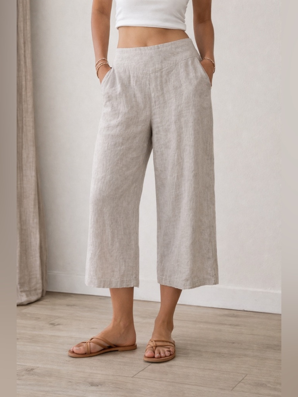 Habitat Linen Women's Light Gray Wide Leg Pants